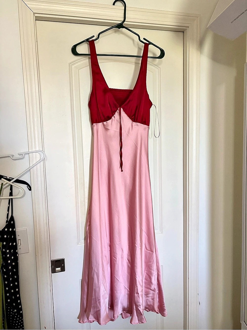 Cushnie for Target Colorblock Pleated Midi Slip Dress Pink & Red